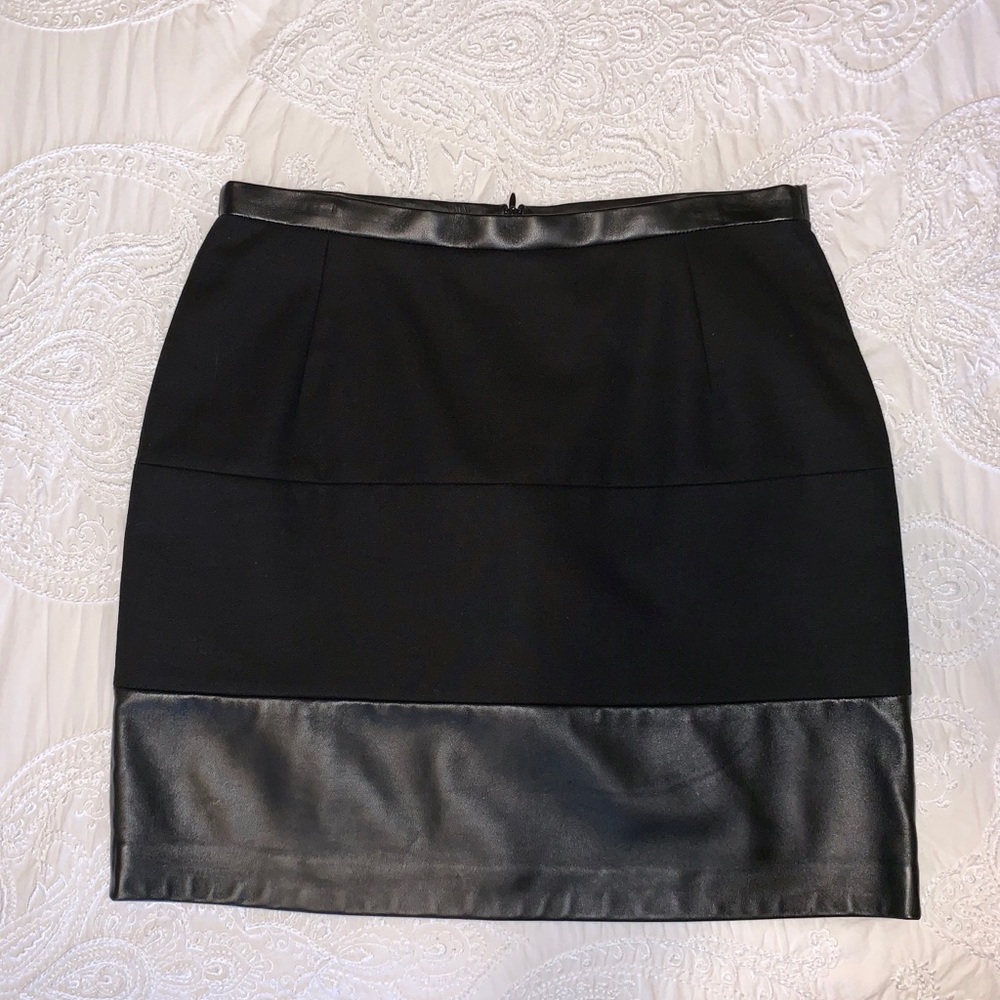 SANDRO mini Black Leather Blocked Mini Skirt